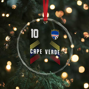 Cabo Verde Football Crest Pride Jersey Style Crystal Glass Ornament Cape Verde Soccer Fan Number 10 Athletic