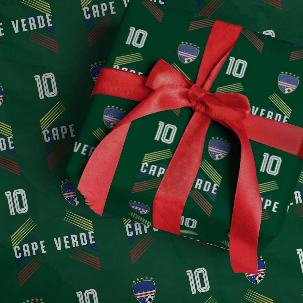 Cabo Verde Football Crest Pride Jersey Style Wrapping Paper Roll Cape Verde Soccer Fan Number 10 Athletic