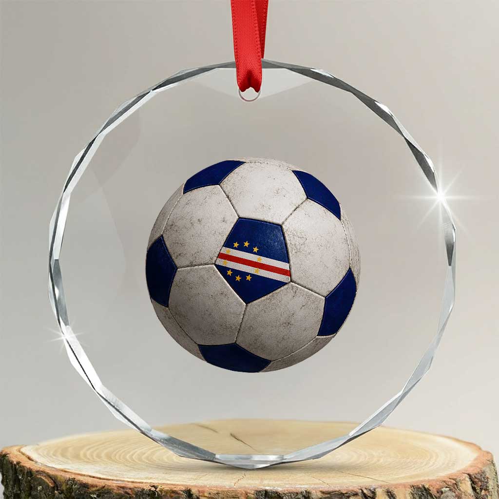 Cabo Verde Football Vintage Soccer Ball Graphic Crystal Glass Ornament TS11 Transparent Glass 3'' Circle Print Your Wear