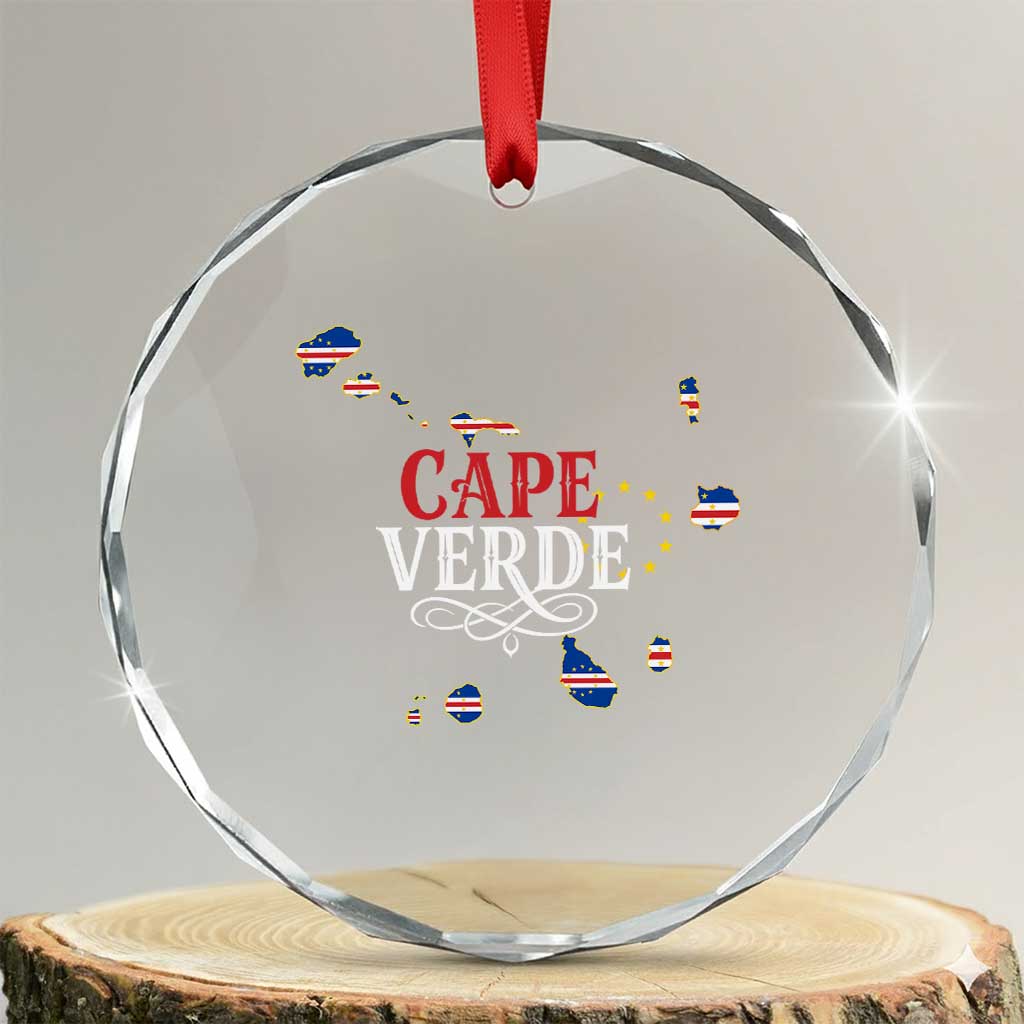 Cabo Verde Islands Flag Map Crystal Glass Ornament Cape Verde Vintage Pride TS02 Transparent Glass 3'' Circle Print Your Wear