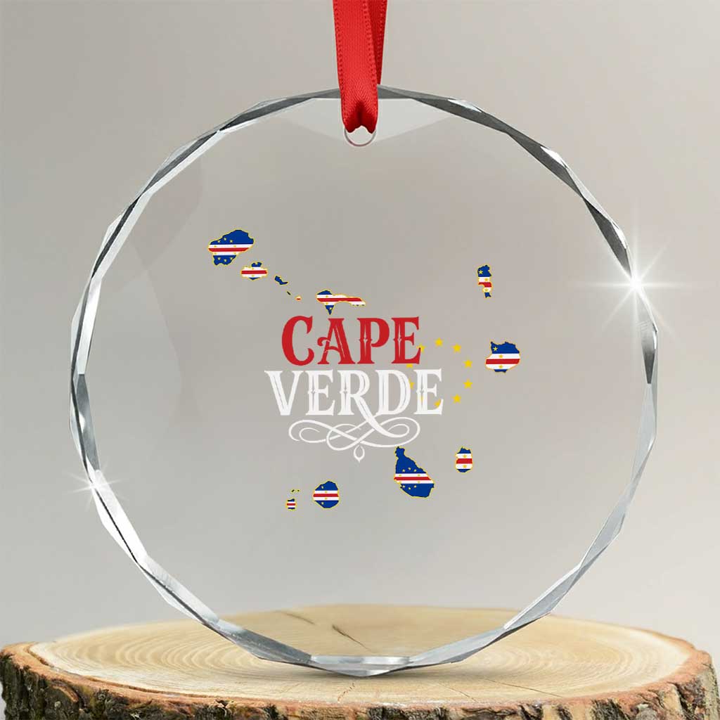 Cabo Verde Islands Flag Map Crystal Glass Ornament Cape Verde Vintage Pride TS02 Transparent Glass 3'' Circle Print Your Wear