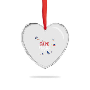Cabo Verde Islands Flag Map Heart Crystal Glass Ornament Cape Verde Vintage Pride TS02 Print Your Wear