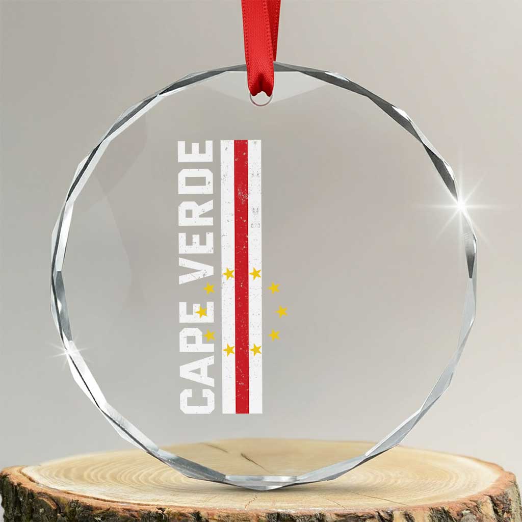 Cabo Verde Pride Vintage Jersey Cape Verdean Flag Crystal Glass Ornament TS11 Transparent Glass 3'' Circle Print Your Wear