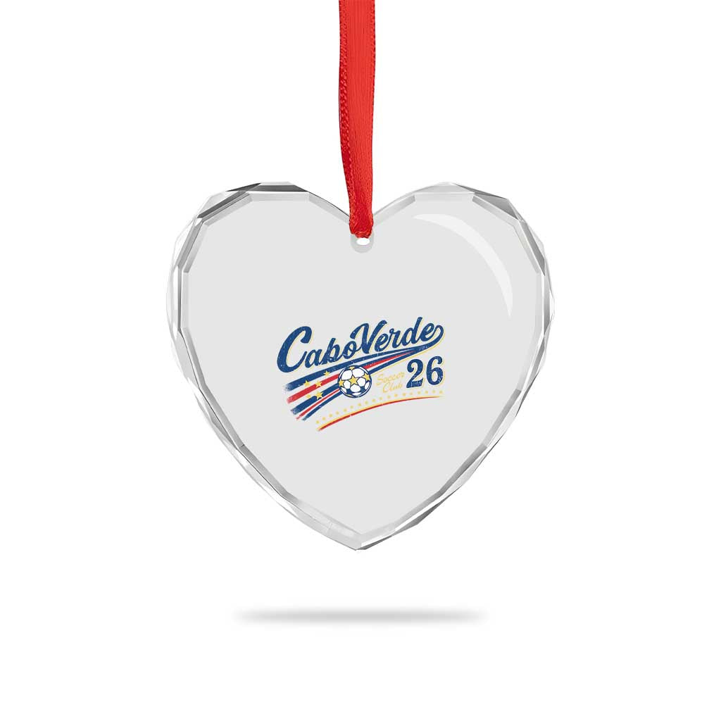 Cabo Verde Soccer Club 26 National Pride Heart Crystal Glass Ornament Cape Verde Football Fans Retro Sporty Est. 2026