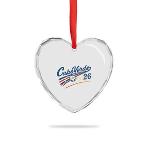 Cabo Verde Soccer Club 26 National Pride Heart Crystal Glass Ornament Cape Verde Football Fans Retro Sporty Est. 2026
