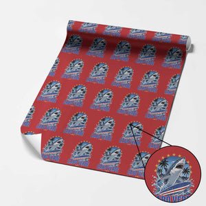 Cabo Verde Surfing Blue Shark Surfboard Wrapping Paper Roll Cape Verde Flag Tropical Ocean Wave TS02 Red Print Your Wear