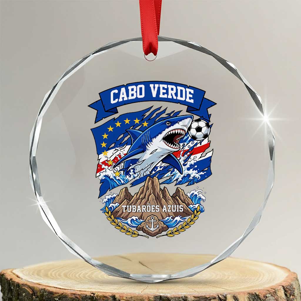 Cabo Verde Tubarões Azuis Soccer Pride Crystal Glass Ornament Cape Verde Blue Sharks Football Fans TS02 Transparent Glass 3'' Circle Print Your Wear
