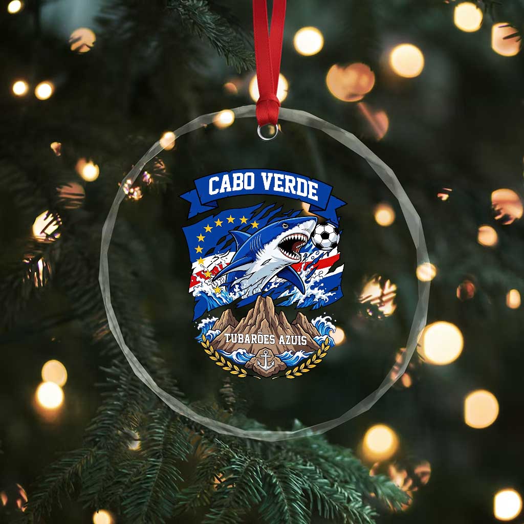 Cabo Verde Tubarões Azuis Soccer Pride Crystal Glass Ornament Cape Verde Blue Sharks Football Fans TS02 Print Your Wear