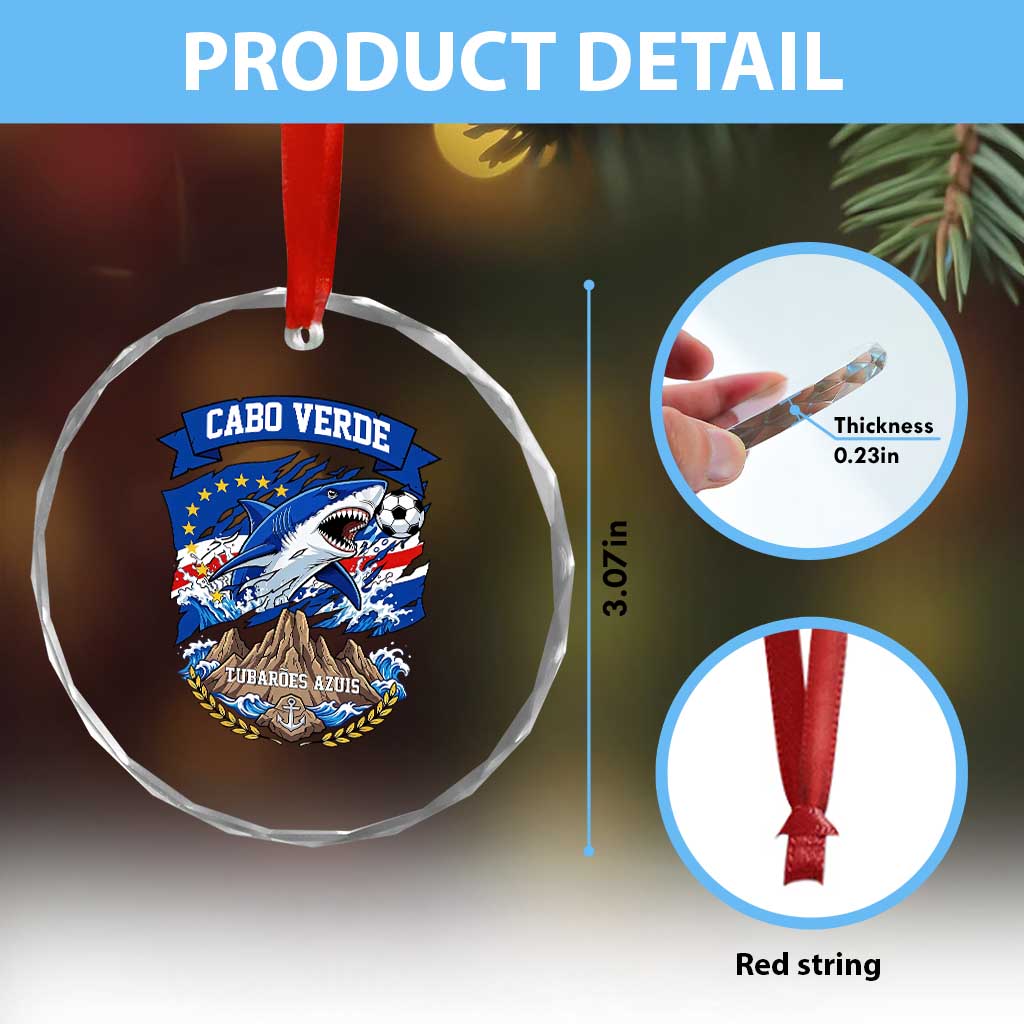 Cabo Verde Tubarões Azuis Soccer Pride Crystal Glass Ornament Cape Verde Blue Sharks Football Fans TS02 Print Your Wear