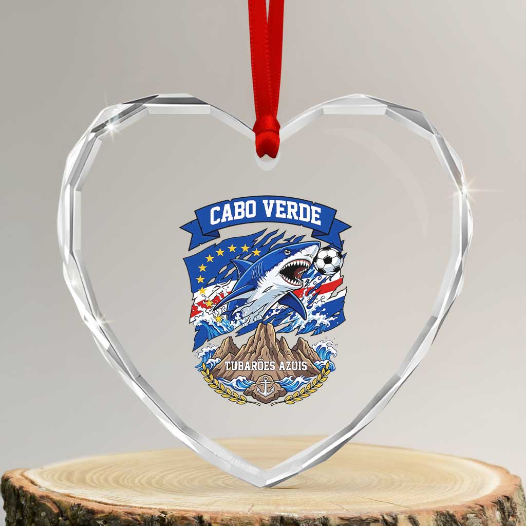 Cabo Verde Tubarões Azuis Soccer Pride Heart Crystal Glass Ornament Cape Verde Blue Sharks Football Fans TS02 Transparent Glass 3'' Heart Print Your Wear