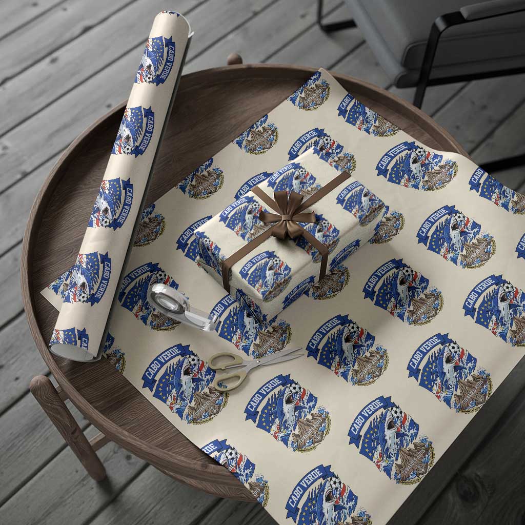 Cabo Verde Tubarões Azuis Soccer Pride Wrapping Paper Roll Cape Verde Blue Sharks Football Fans TS02 Beige Print Your Wear