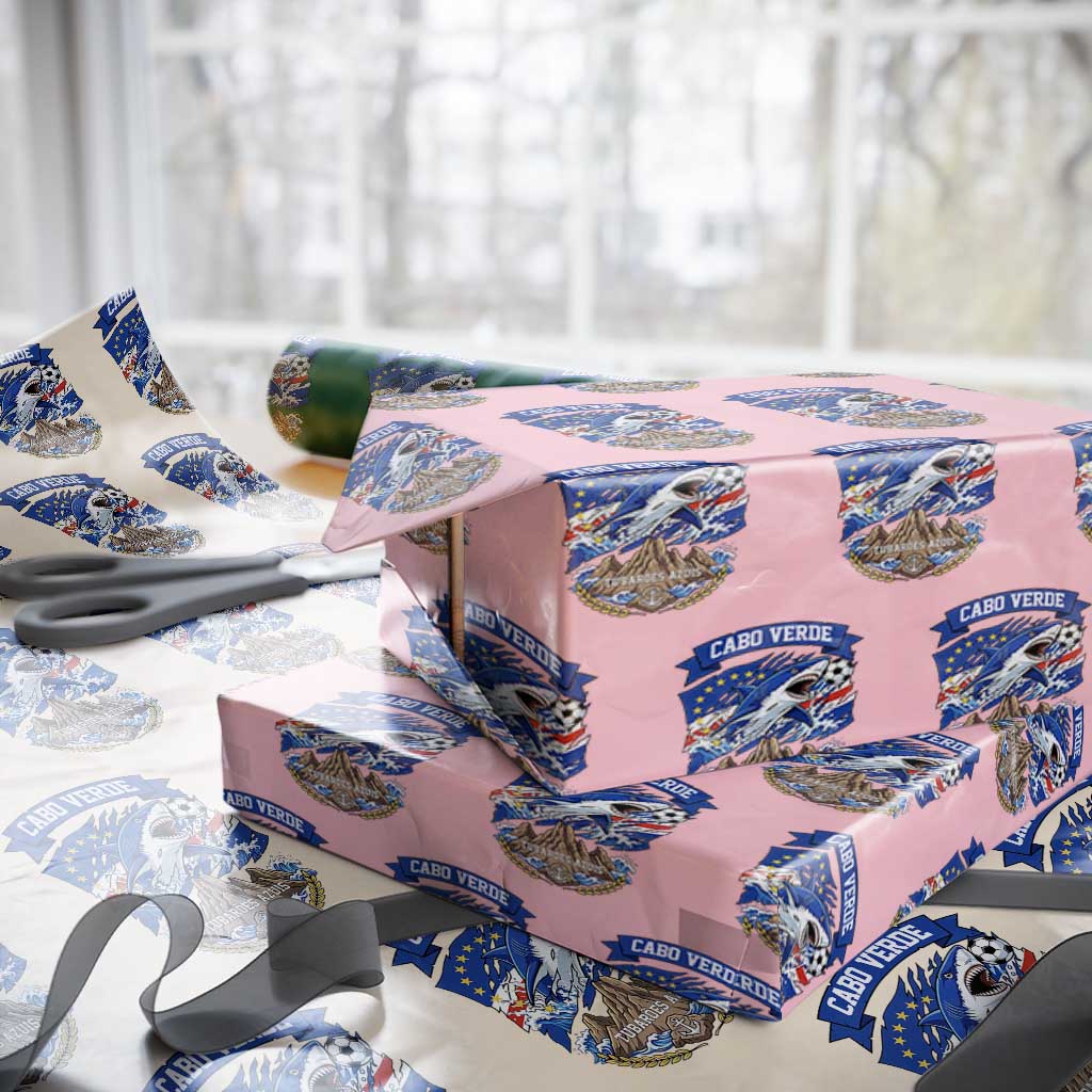 Cabo Verde Tubarões Azuis Soccer Pride Wrapping Paper Roll Cape Verde Blue Sharks Football Fans TS02 Light Pink Print Your Wear