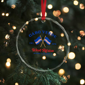 Cabo Verde West Africa Crossed Flags Crystal Glass Ornament Cape Verde Est 1975 Retro National Pride TS02 Print Your Wear