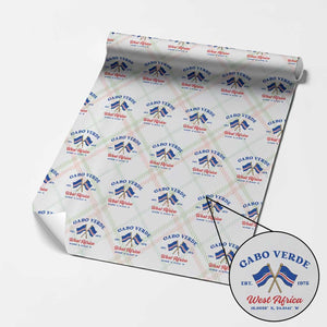 Cabo Verde West Africa Crossed Flags Wrapping Paper Roll Cape Verde Est 1975 Retro National Pride