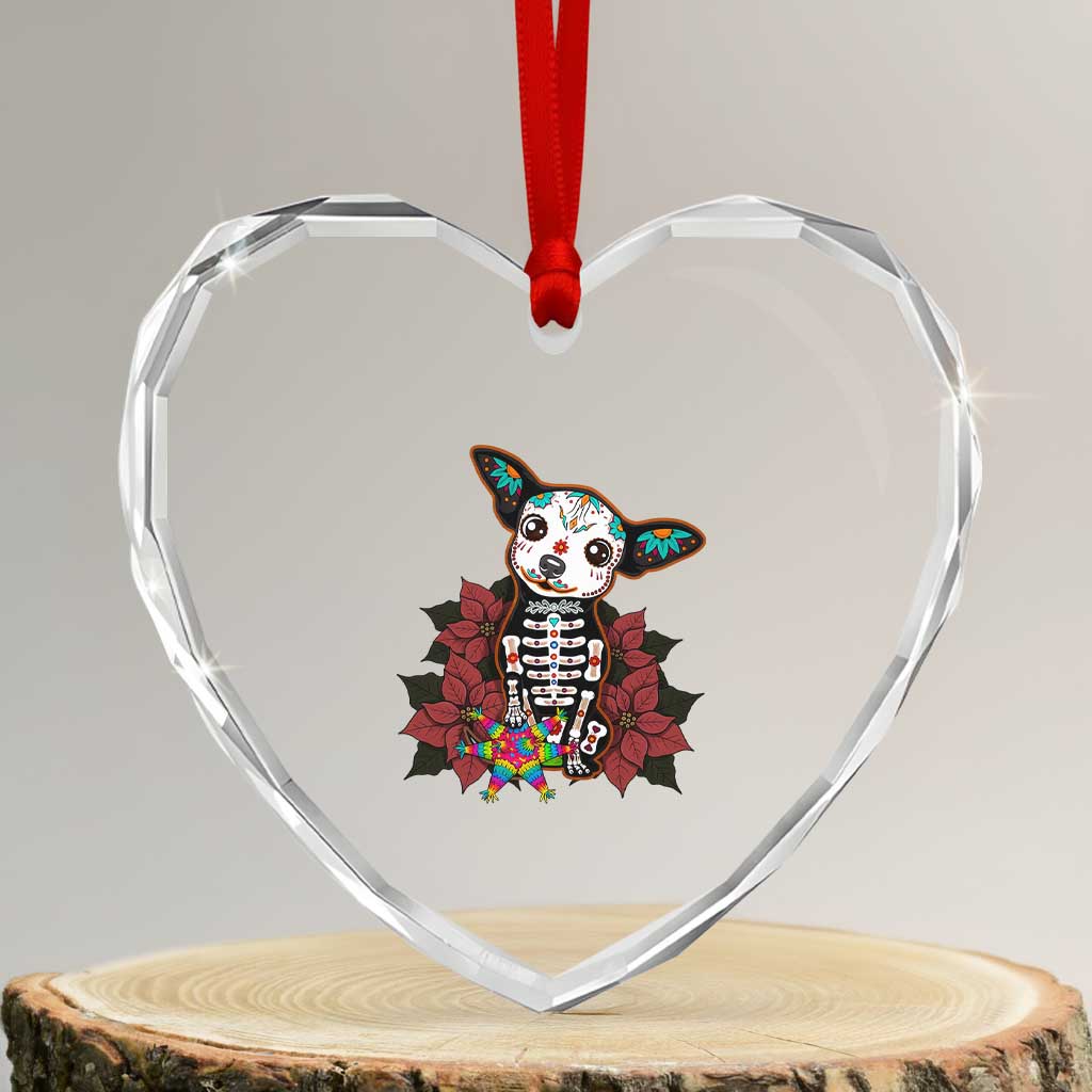 Calavera Chihuahua Heart Crystal Glass Ornament Pinata Dia De Los Muertos Mexican TS14 Transparent Glass 3'' Heart Print Your Wear