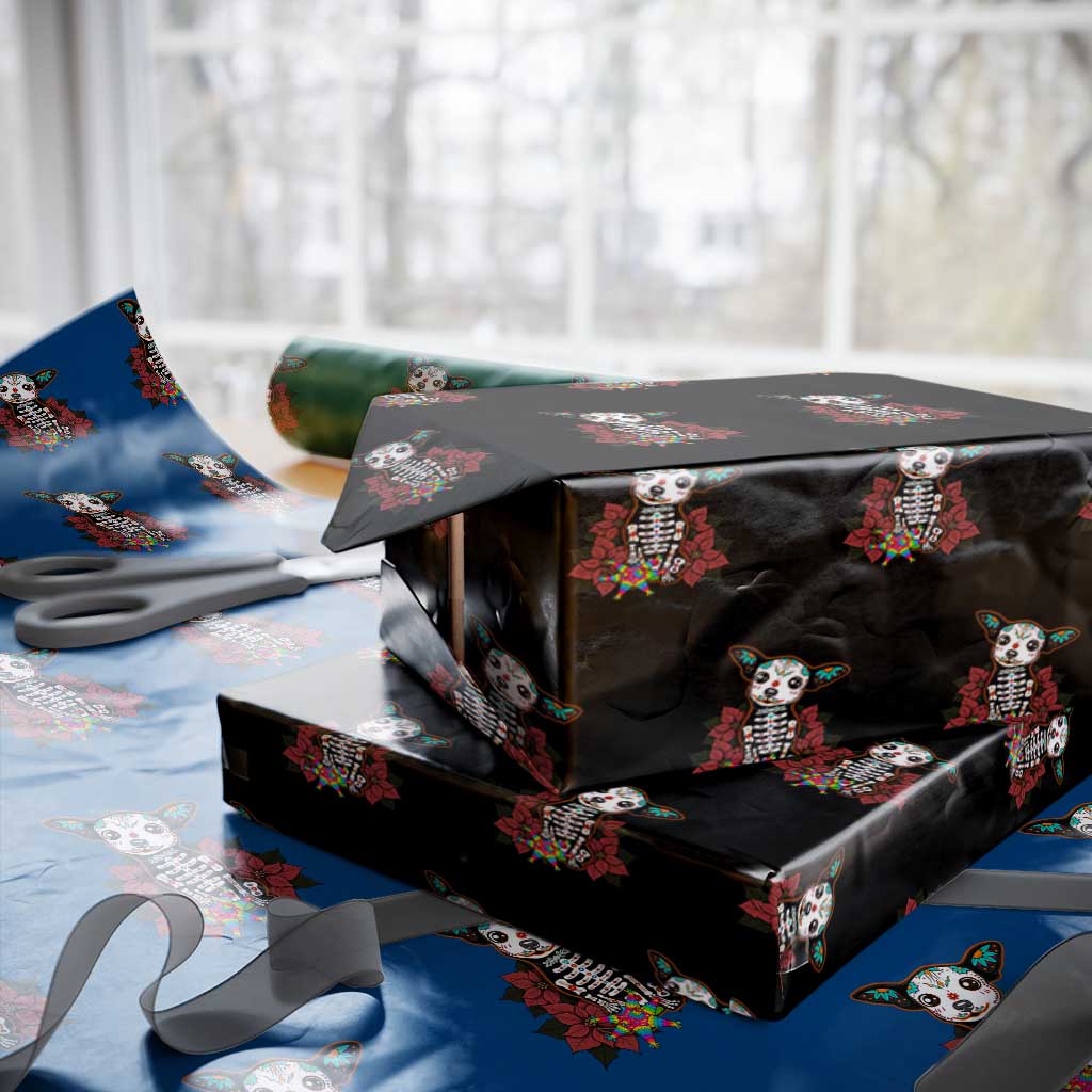 Calavera Chihuahua Wrapping Paper Roll Pinata Dia De Los Muertos Mexican TS14 Black Print Your Wear