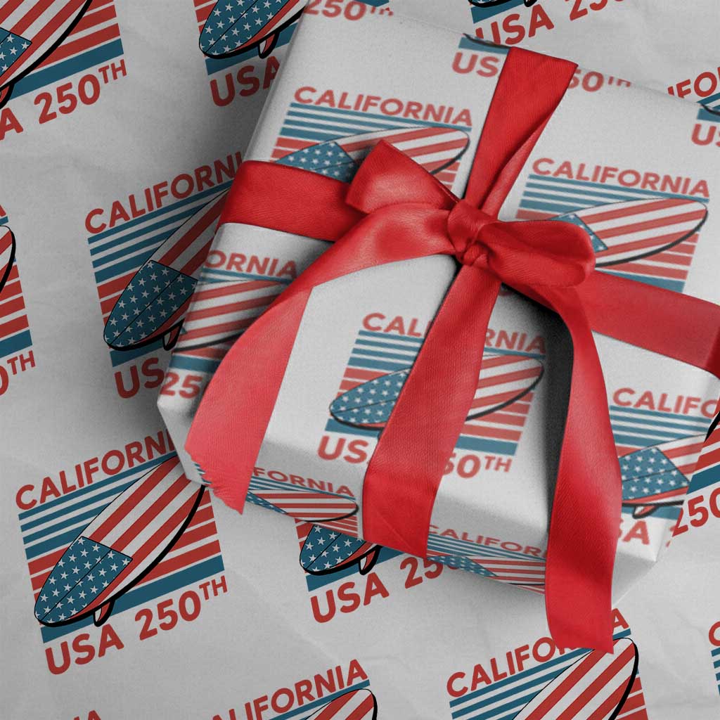 California USA 250th Anniversary Wrapping Paper Roll US Semiquincentennial Patriotic Surfboard Graphic TS02 White Print Your Wear