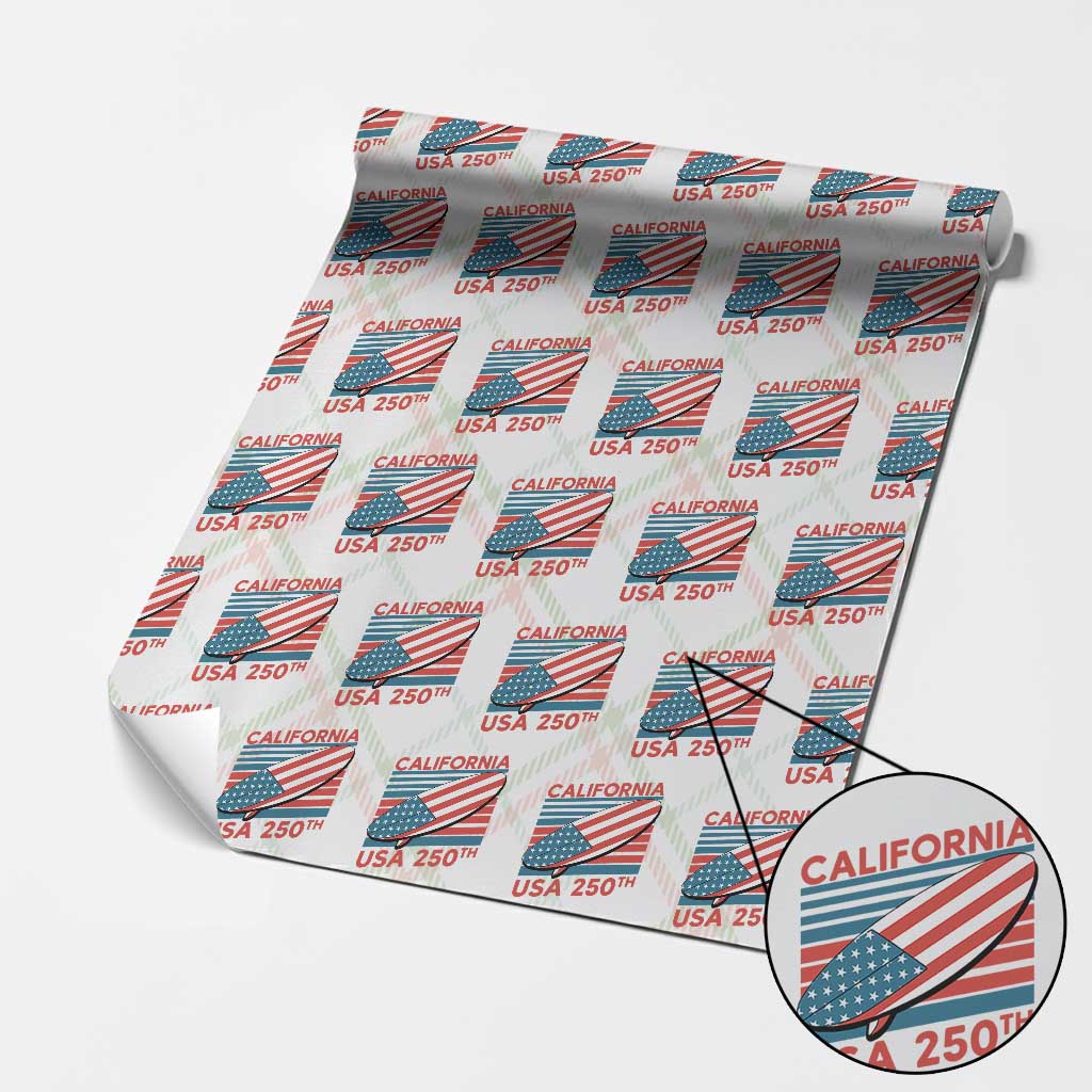 California USA 250th Anniversary Wrapping Paper Roll US Semiquincentennial Patriotic Surfboard Graphic TS02 Christmas Plaid Print Your Wear