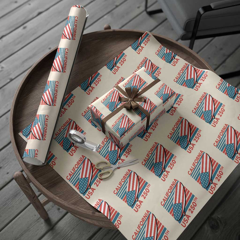 California USA 250th Anniversary Wrapping Paper Roll US Semiquincentennial Patriotic Surfboard Graphic TS02 Beige Print Your Wear