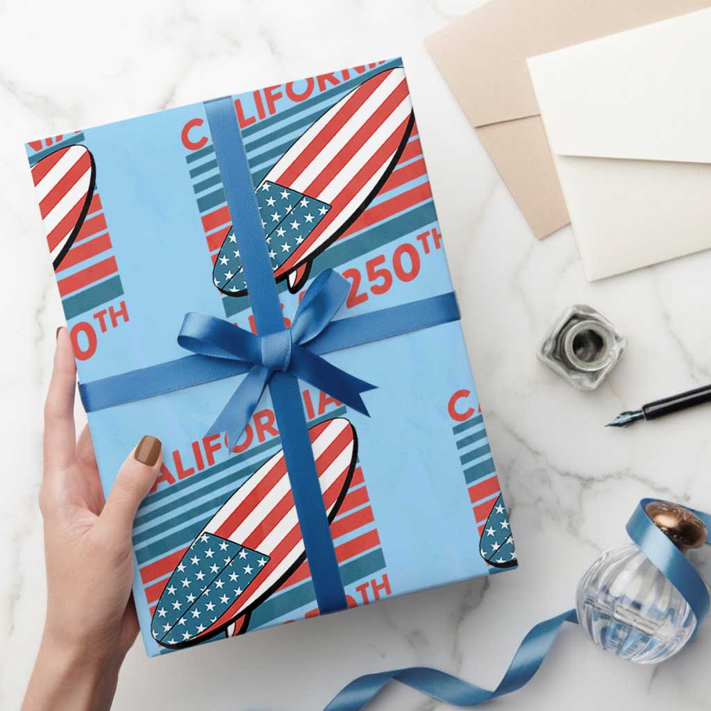 California USA 250th Anniversary Wrapping Paper Roll US Semiquincentennial Patriotic Surfboard Graphic TS02 Light Blue Print Your Wear