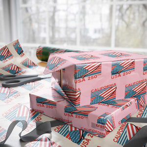 California USA 250th Anniversary Wrapping Paper Roll US Semiquincentennial Patriotic Surfboard Graphic TS02 Light Pink Print Your Wear