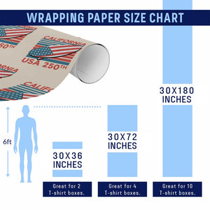 California USA 250th Anniversary Wrapping Paper Roll US Semiquincentennial Patriotic Surfboard Graphic TS02 Print Your Wear