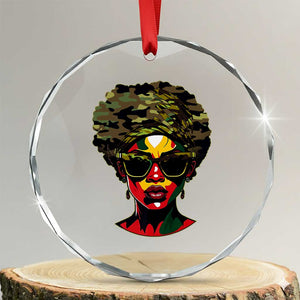 Camo African American Women Juneteenth Celebrating Black Freedom Day Crystal Glass Ornament TS11 Transparent Glass 3'' Circle Print Your Wear