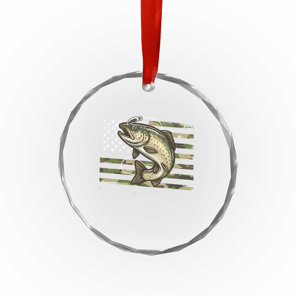Camo Bass Fishing Crystal Glass Ornament Patriotic US Flag Fisherman TS10 Print Your Wear