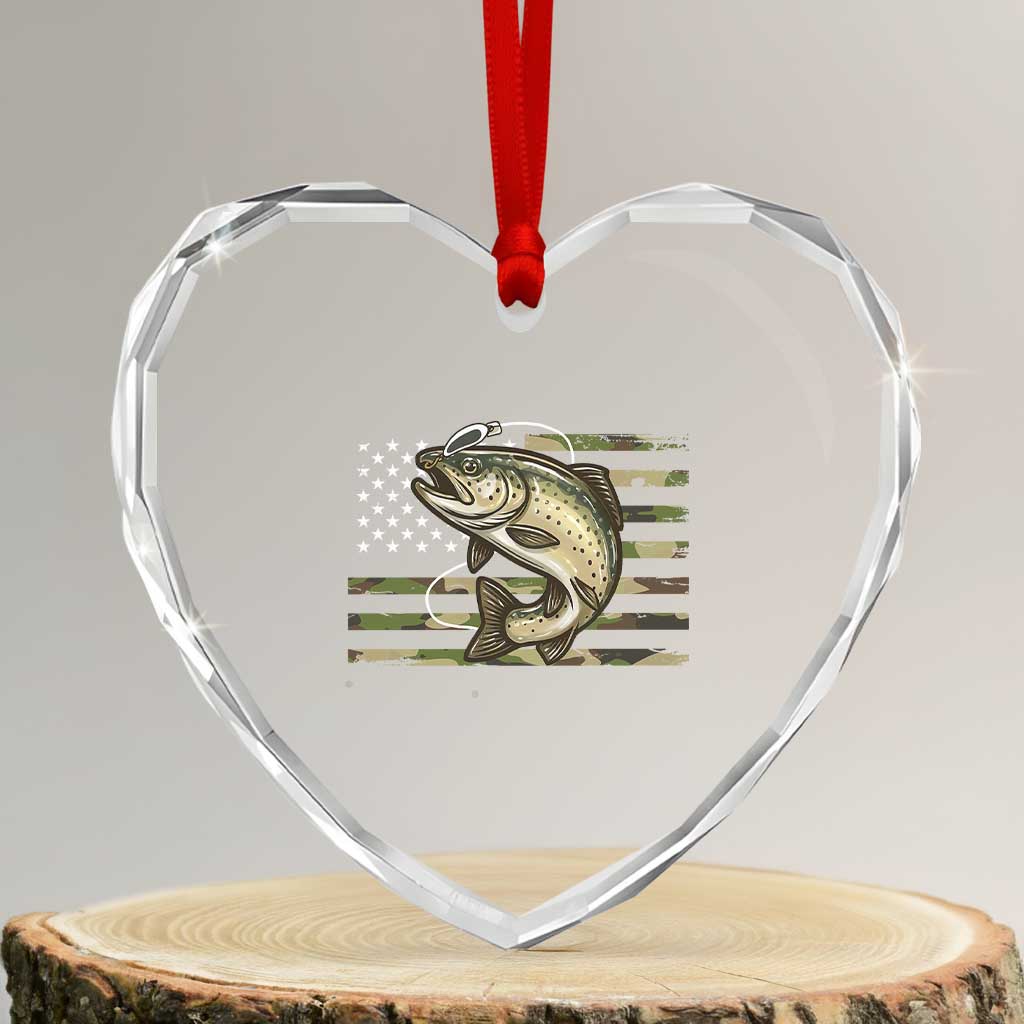 Camo Bass Fishing Heart Crystal Glass Ornament Patriotic US Flag Fisherman TS10 Transparent Glass 3'' Heart Print Your Wear