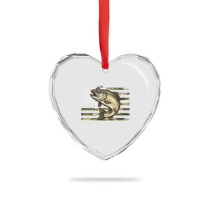 Camo Bass Fishing Heart Crystal Glass Ornament Patriotic US Flag Fisherman TS10 Print Your Wear