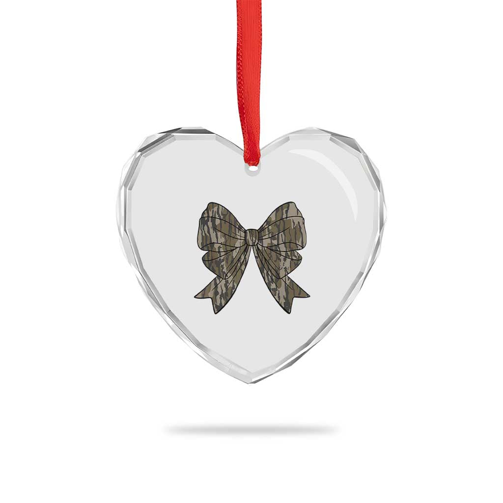 Camo Coquette Bow Duck Hunting Heart Crystal Glass Ornament Retro Camouflage TS02 Print Your Wear