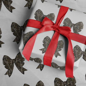 Camo Coquette Bow Duck Hunting Wrapping Paper Roll Retro Camouflage TS02 White Print Your Wear