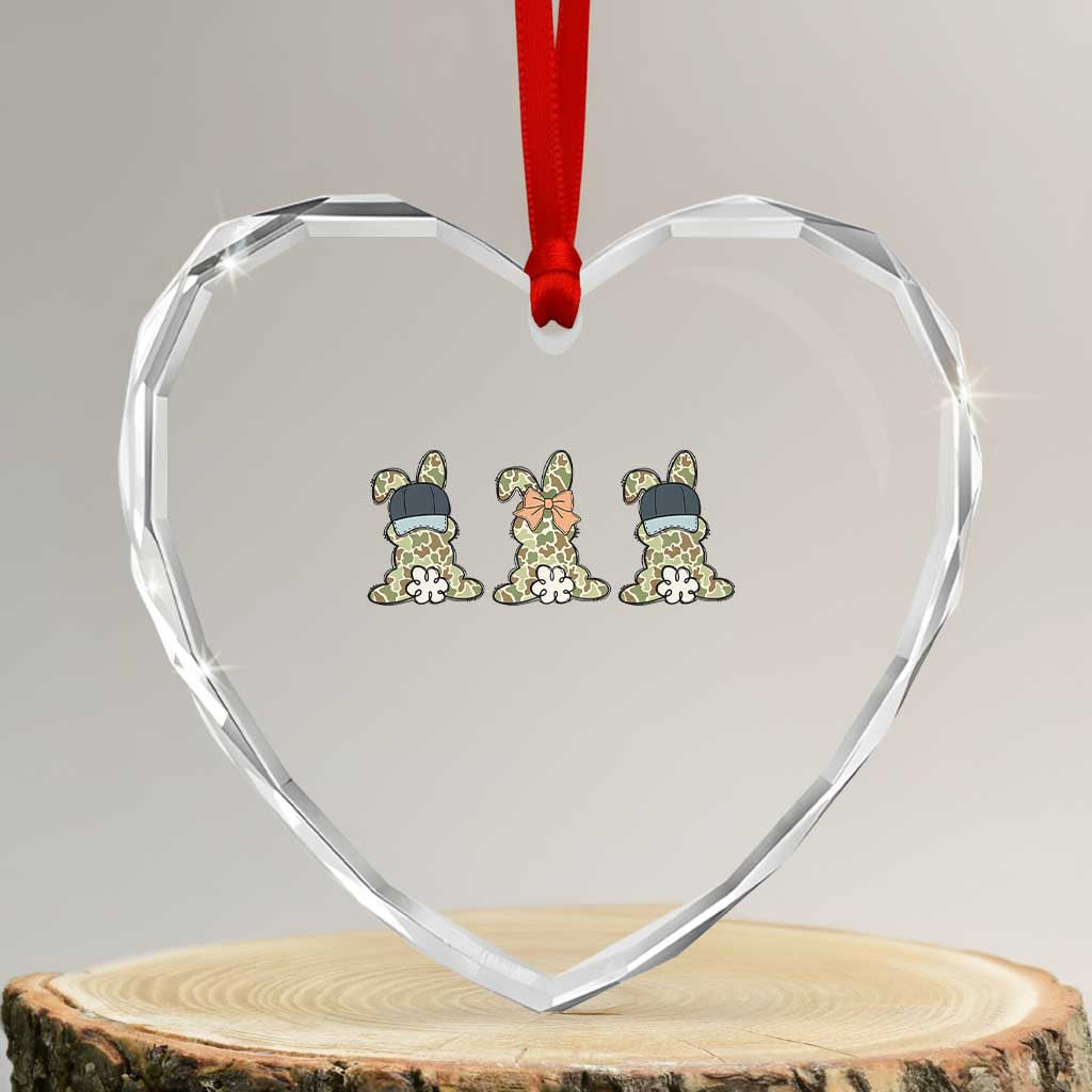Camo Easter Bunny Heart Crystal Glass Ornament Funny Hunter Easter Gift TS12 Transparent Glass 3'' Heart Print Your Wear