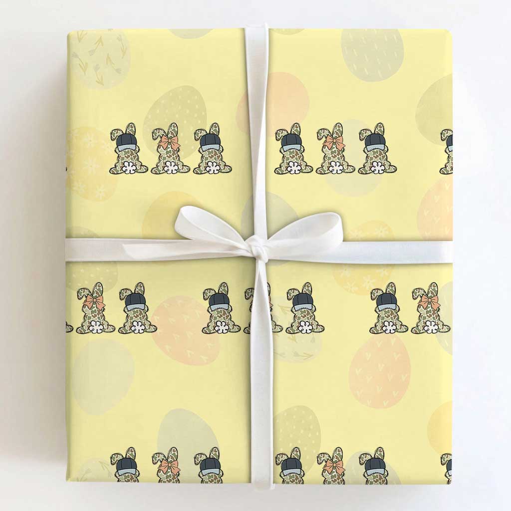 Camo Easter Bunny Wrapping Paper Roll Funny Hunter Easter Gift TS12 Light Yellow Print Your Wear