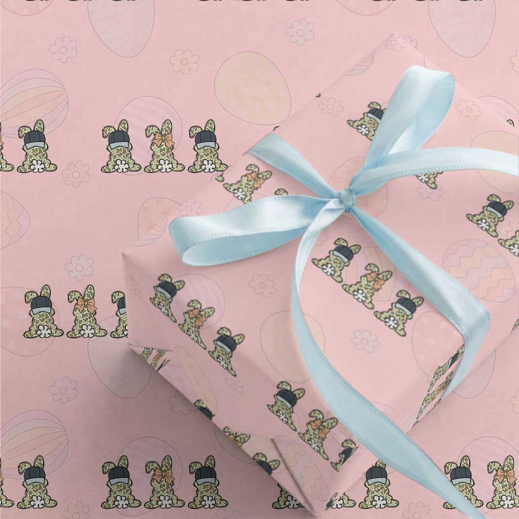 Camo Easter Bunny Wrapping Paper Roll Funny Hunter Easter Gift TS12 Light Pink Print Your Wear