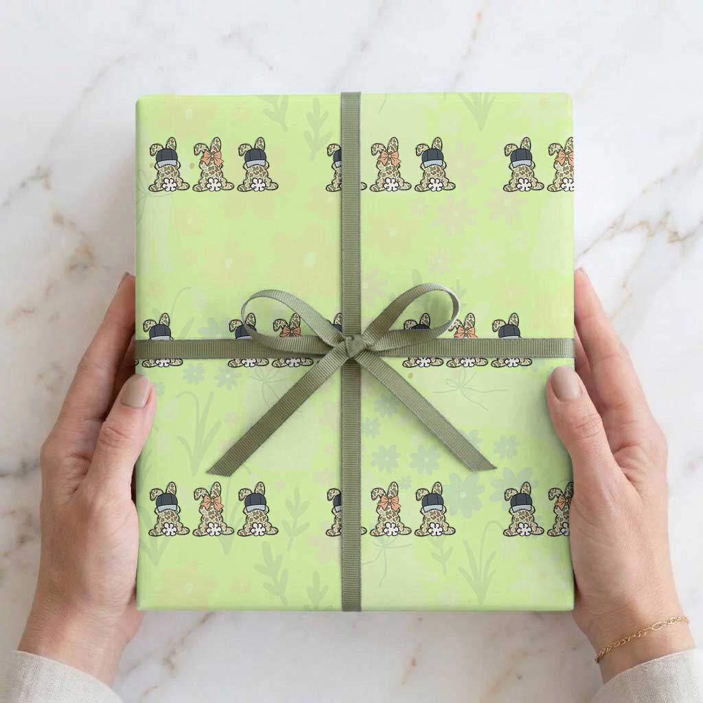 Camo Easter Bunny Wrapping Paper Roll Funny Hunter Easter Gift TS12 Lime Print Your Wear