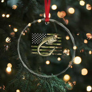 Camo Fish Hook Fishing Crystal Glass Ornament Patriotic US Flag Fisherman Camouflage Bass Fishing TS10 Print Your Wear