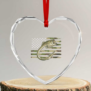 Camo Fish Hook Fishing Heart Crystal Glass Ornament Patriotic US Flag Fisherman Camouflage Bass Fishing TS10 Transparent Glass 3'' Heart Print Your Wear