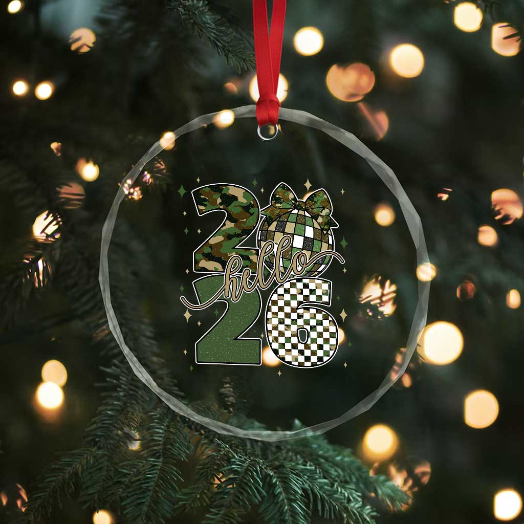Camo Happy New Year Party 2026 Crystal Glass Ornament Camouflage Disco Ball TS11 Print Your Wear
