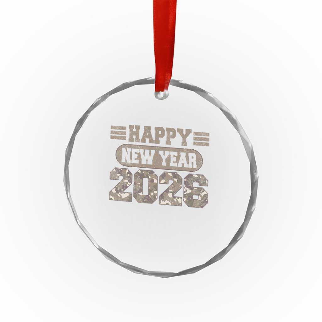 Camo Happy New Year Party 2026 Crystal Glass Ornament Camouflage NYE Party TS11 Print Your Wear