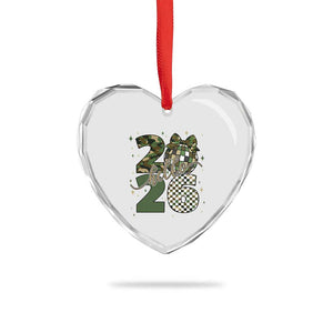 Camo Happy New Year Party 2026 Heart Crystal Glass Ornament Camouflage Disco Ball TS11 Print Your Wear
