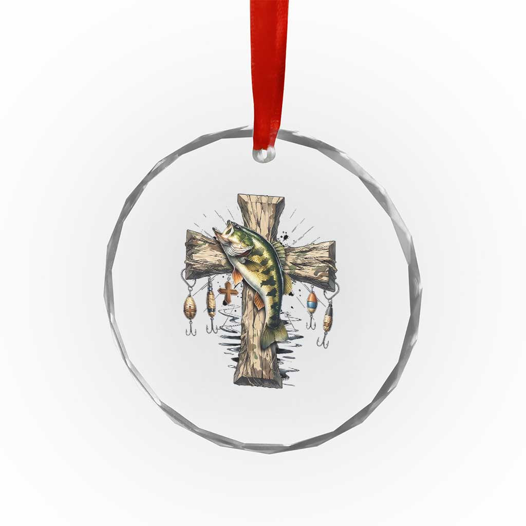 Camo Jesus Cross Fishing Crystal Glass Ornament Faith Family Fishing Fathers Day TS12 Print Your Wear