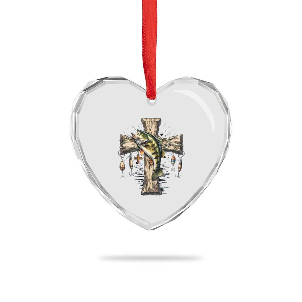 Camo Jesus Cross Fishing Heart Crystal Glass Ornament Faith Family Fishing Fathers Day TS12 Print Your Wear