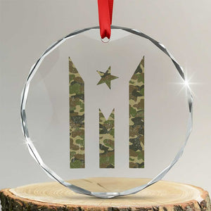 Camo Puerto Rico Flag Crystal Glass Ornament Hispanic Heritage Month Boricua Rican TS10 Transparent Glass 3'' Circle Print Your Wear