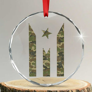Camo Puerto Rico Flag Crystal Glass Ornament Hispanic Heritage Month Boricua Rican TS10 Transparent Glass 3'' Circle Print Your Wear