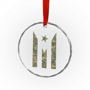 Camo Puerto Rico Flag Crystal Glass Ornament Hispanic Heritage Month Boricua Rican TS10 Print Your Wear