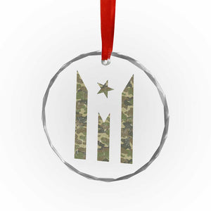Camo Puerto Rico Flag Crystal Glass Ornament Hispanic Heritage Month Boricua Rican TS10 Print Your Wear