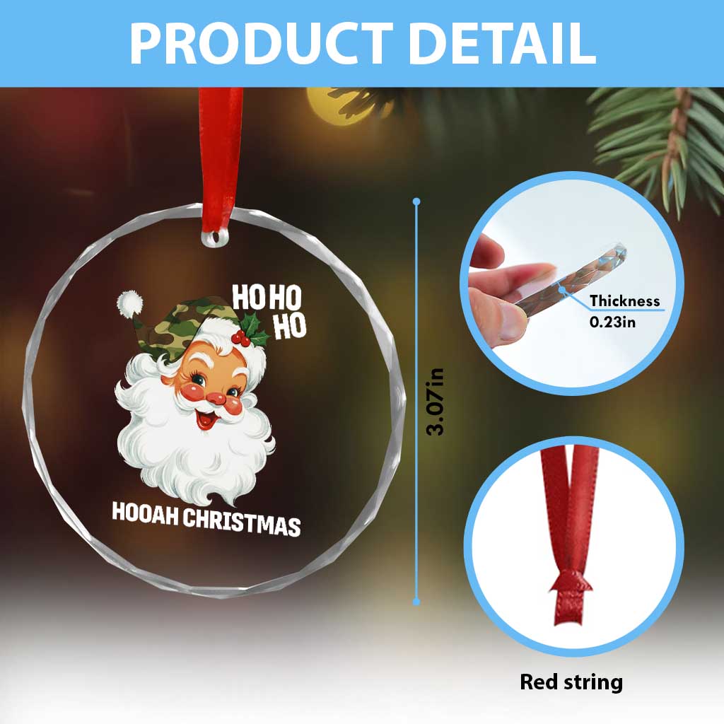 Camo Santa Christmas Crystal Glass Ornament Ho Ho Ho Hooah Christmas TS14 Print Your Wear