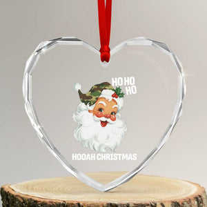 Camo Santa Christmas Heart Crystal Glass Ornament Ho Ho Ho Hooah Christmas TS14 Transparent Glass 3'' Heart Print Your Wear