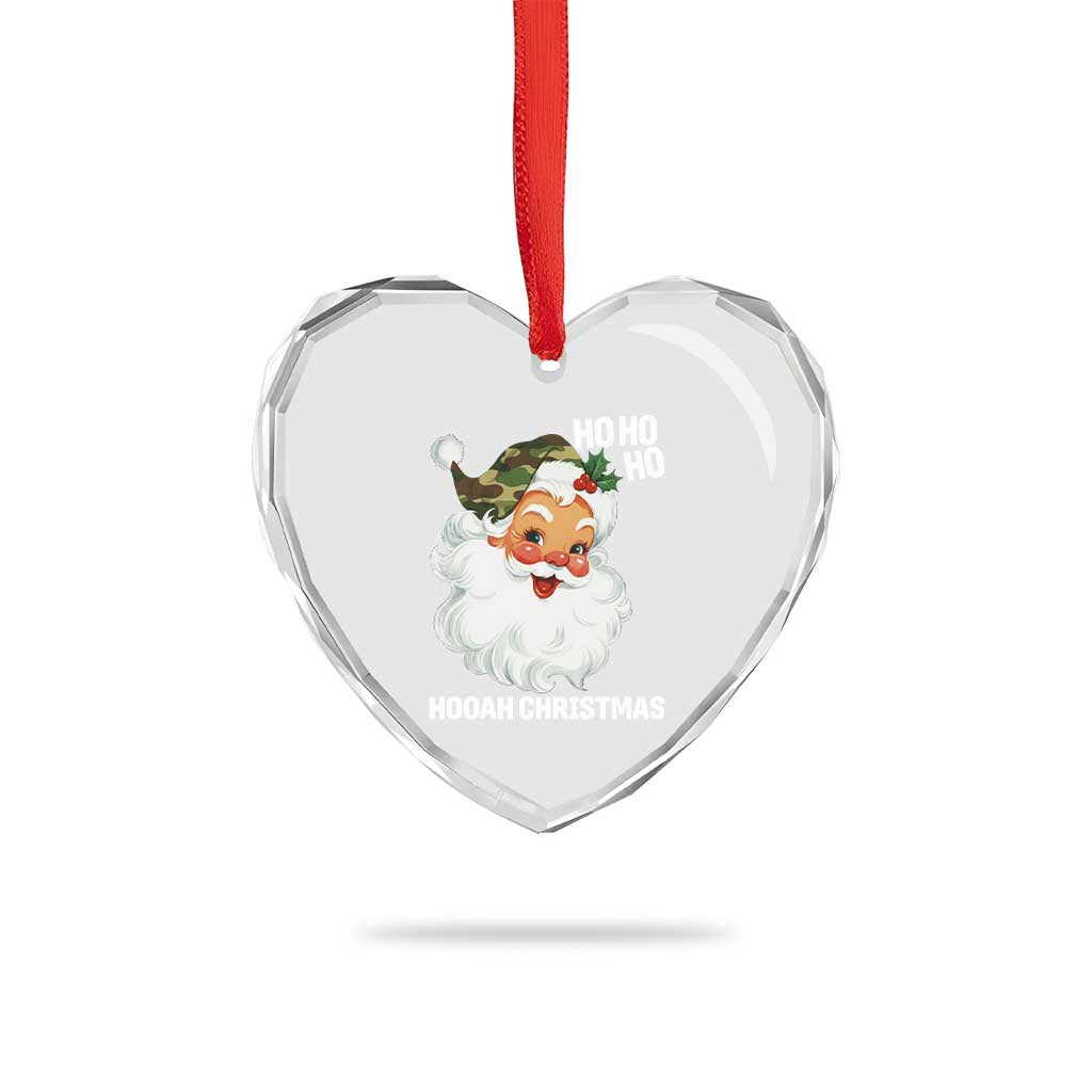 Camo Santa Christmas Heart Crystal Glass Ornament Ho Ho Ho Hooah Christmas TS14 Print Your Wear